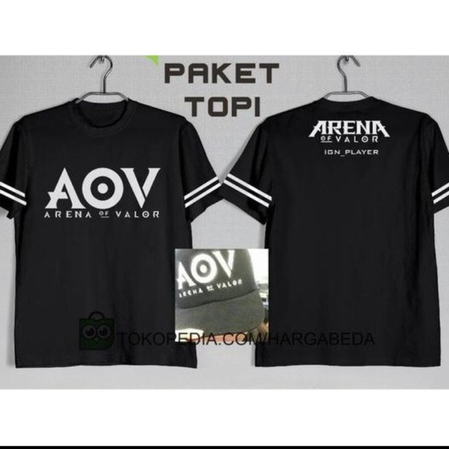 AOV KAOS AOV ARENA OF VALOR KAOS CUSTOM PAKET TOPI AOV HITAM