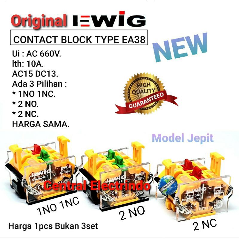 Kontak Bantu/Contact Block EWIG EA38 AC 660V 10A.