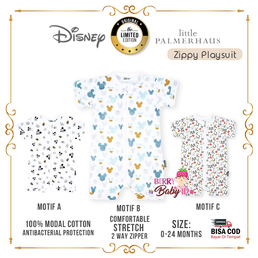 Little Palmerhaus Disney Baby Zippy Playsuit Baju Bayi Premium Katun Berry Mart