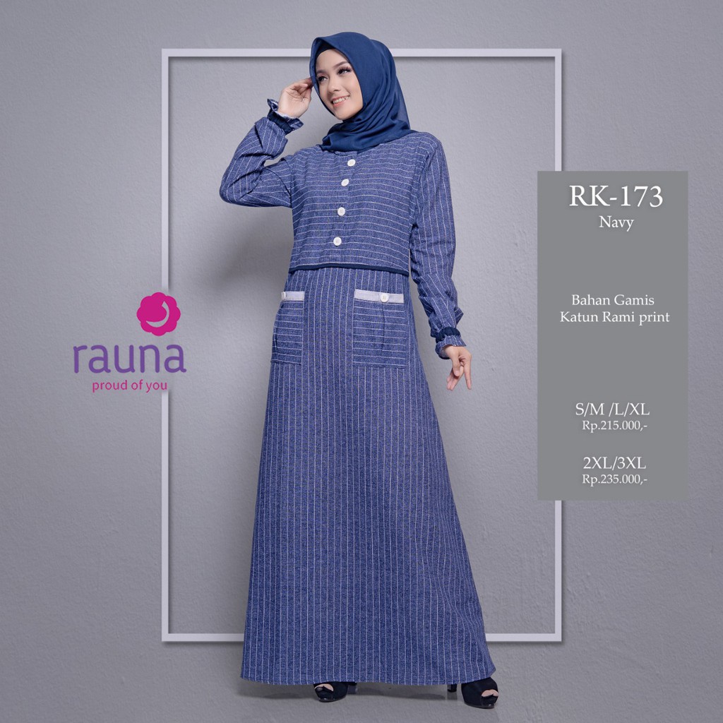 GAMIS TERBARU 2021 RAUNA RK-173 NAVY