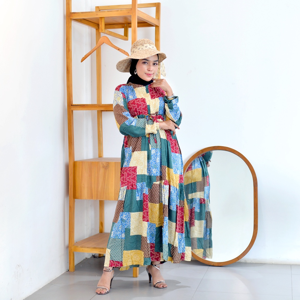 Gamis brokat terbaru/gamis kombinasi/gamis batik jumbo termurah