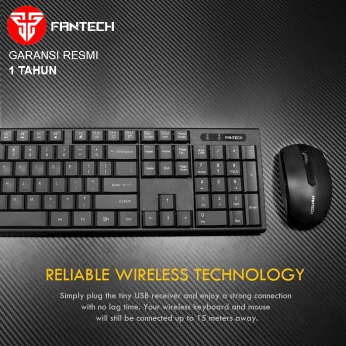 Mouse Keyboard Wireless Combo Murah Silent Click Fantech WK893