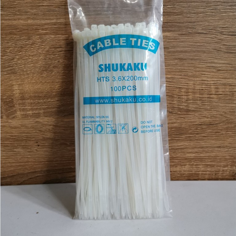 Shukaku Kabel Ties 3.6x200mm Putih