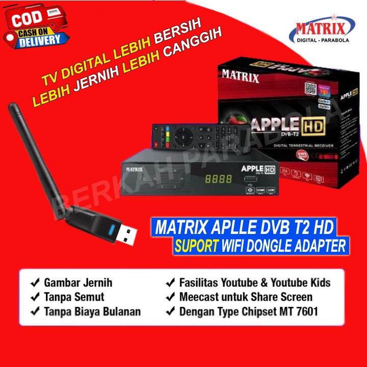 stb set top box tv digital matrix apple merah  dan tanaka t2 new oval terbaru dvbt2 bisa youtube dan