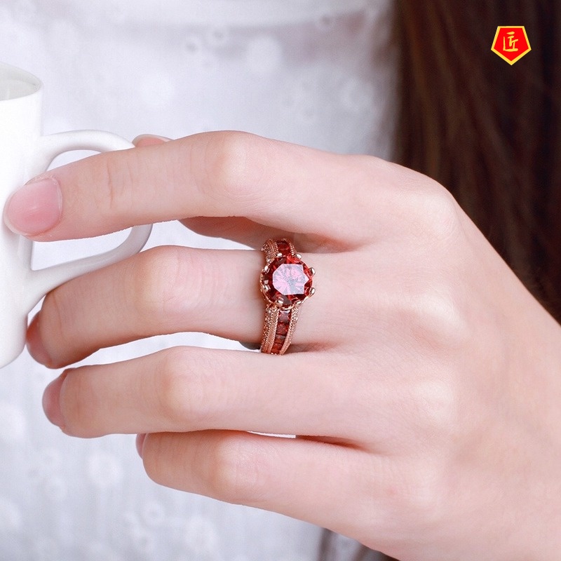 [Ready Stock]Diamond Rose Gold Ring Luxury Fashion Elegant