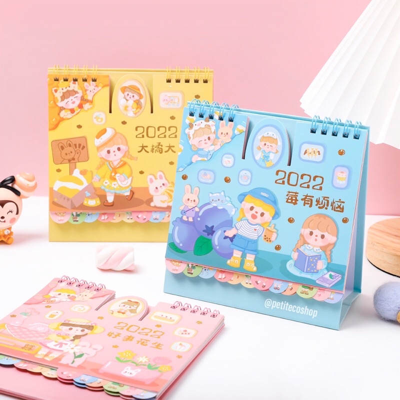 2022 Cute Girl Calendar Kalender Meja Duduk Korea