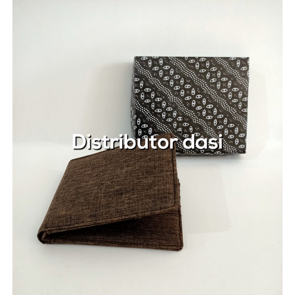 Dompet pria kanvas hitam coklat tua model lipat canvas ready stok plus free box