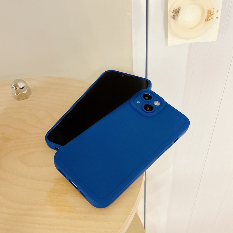 Korean Style！Pure Blue Color Soft Silicon Case OPPO F11 A52 A92 A9 A5 A31 2020 Reno 5 6 Simple Casing VIVO V15 V20 Pro S1 Y12S Y20 Y20i Y20S Y20A Y12i Y11 Y12 Y15 Y17 Y19 Y50 Y30 Y30i Xiaomi Redmi Note 7 8 Pro Camera Protector