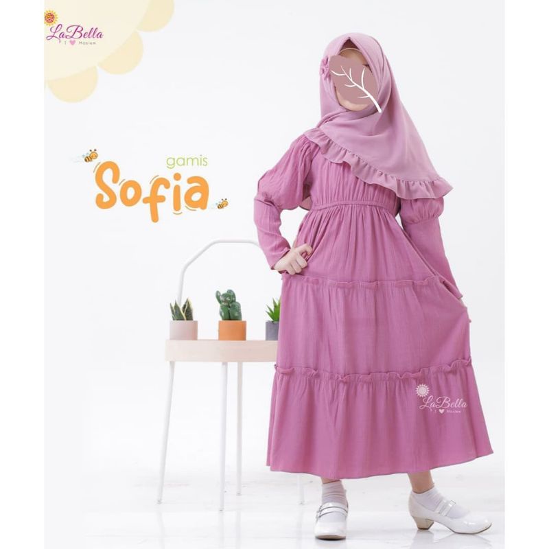 Gamis Jilbab Anak Labella Sofia Purple