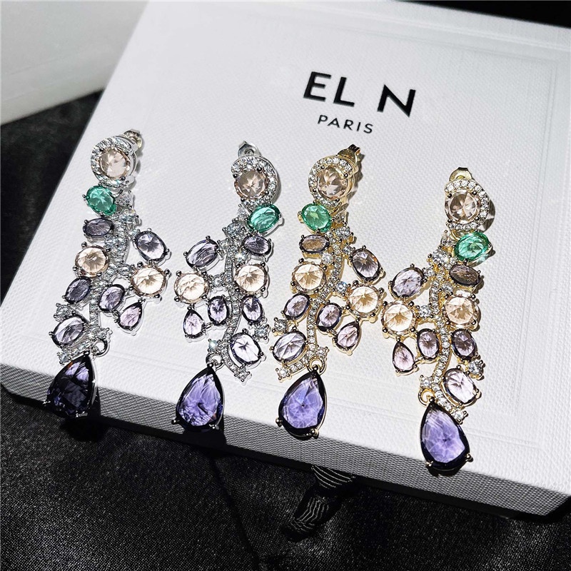 Fashion Luxury Purple Earrings Graceful Long Earrings