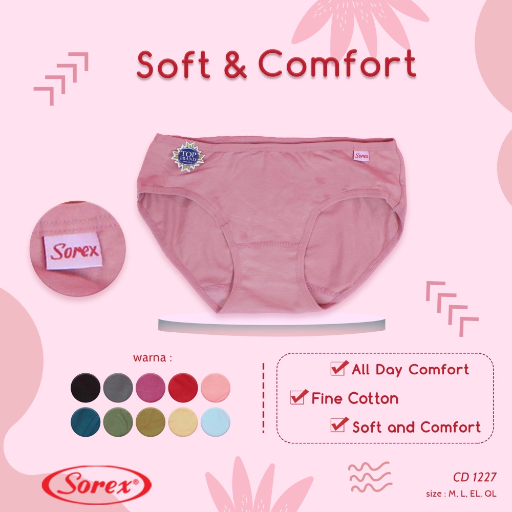 Celana Dalam Wanita Basic Mini Cotton Soft Sorex 1227 / Cd Cewek Sorex Soft Comfort Size L XL XXL