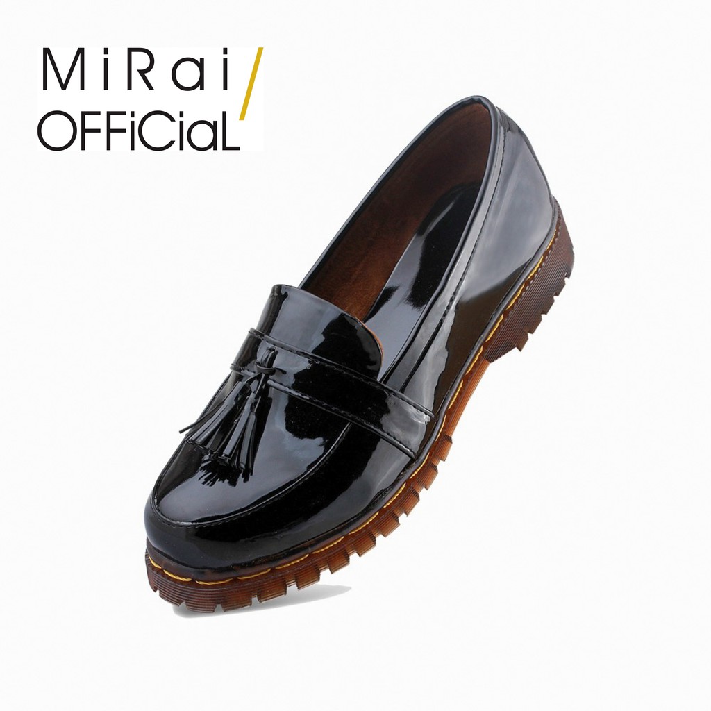 Sepatu Wanita Loafers Basic Sol Anti Slip Jahitan Asli Hitam