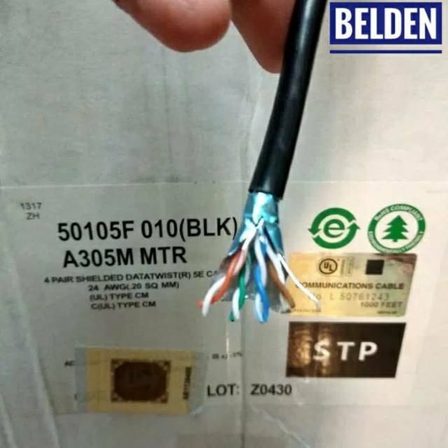 Belden Kabel Lan Outdoor 5 meter STP CAT5e dicrimping rj45 STP Cat5e Belden Tipe 50105F Warna Hitam