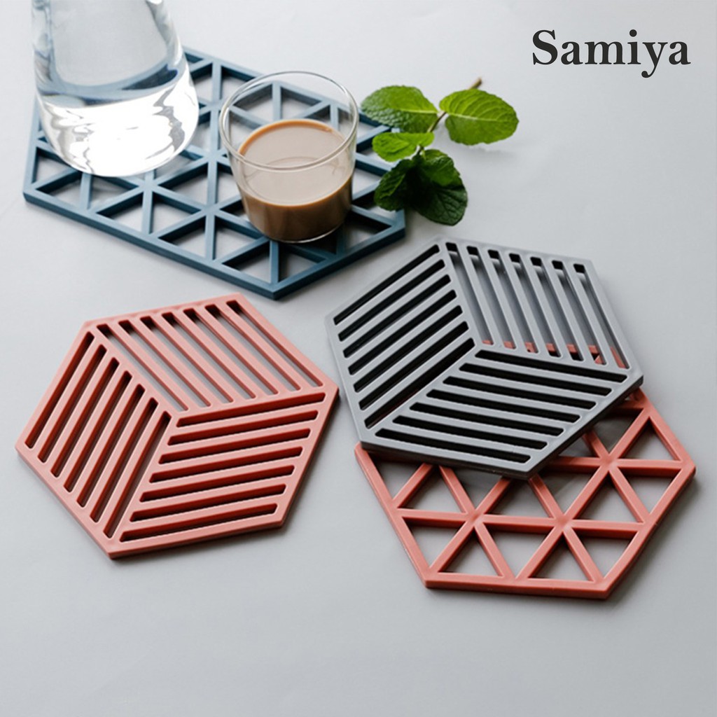 coaster cup glass hexagon / alas tatakan gelas cangkir piring mangkok / japanese table pad hexagonal