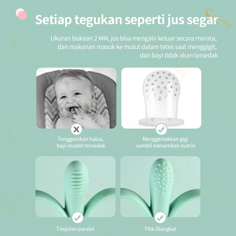 Mainan gigitan teether bayi  dot buah bayi 2 in 1 behan silikon-2
