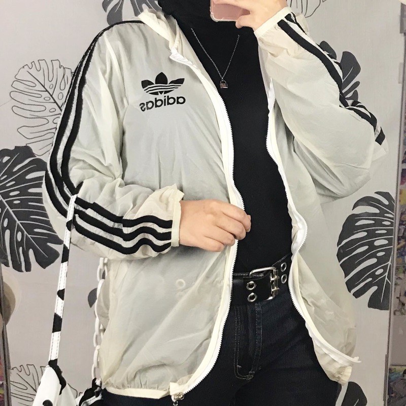 thrift jacket adidas putih
