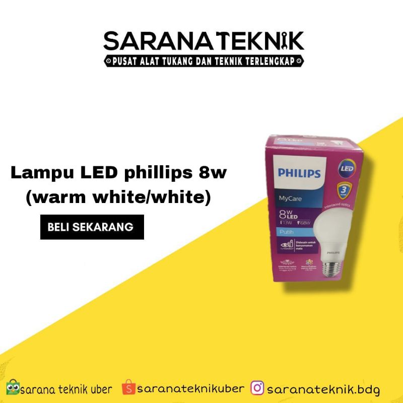 lamu phillips LED 8watt warm white my care / lampu phillips 8w kuning putih