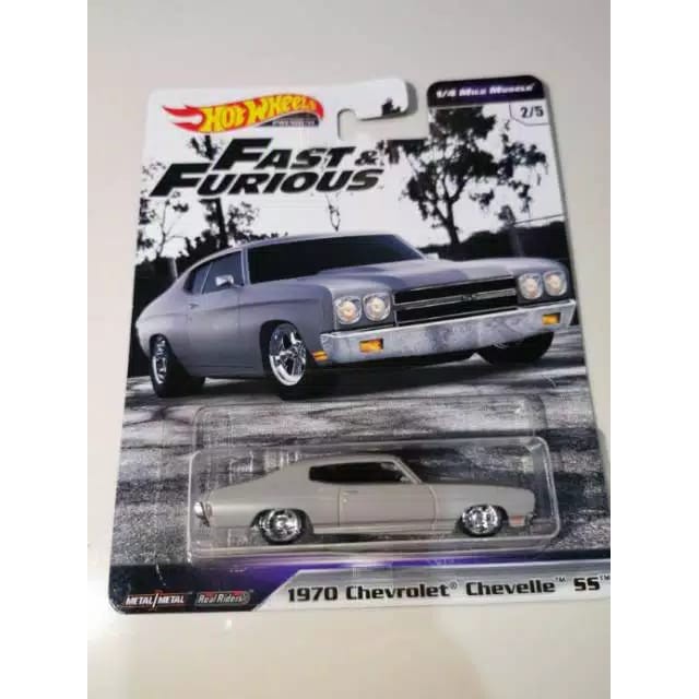 Diecast Hot Wheels 1970 CHEVROLET CHEVELLE SS SATIN GRAY 1/4 Mile Muscle Fast and Furious FNF C