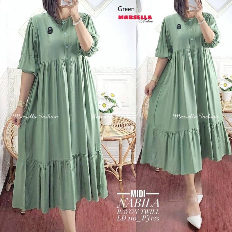 Nabila Midi Dress Rayon Twill Premium Busui