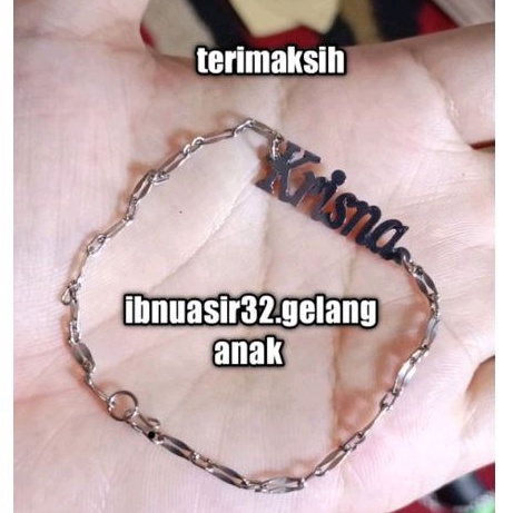 CUSTOM!!Gelang nama 3 varian custom dewasa anak anti karat termurah silver