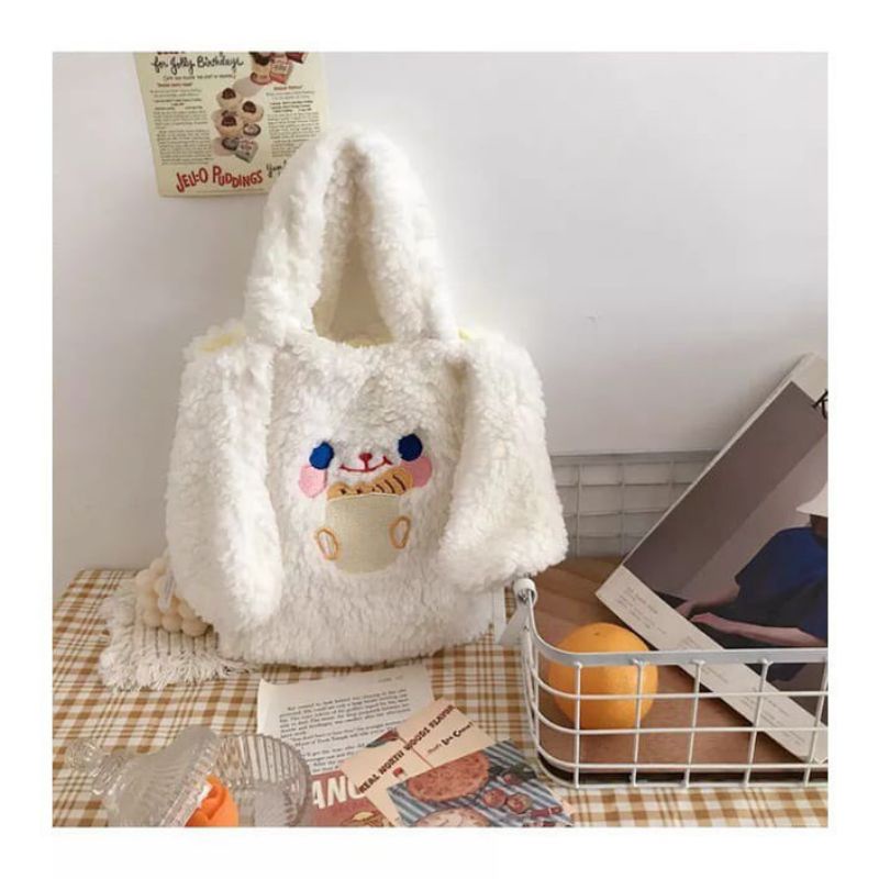 Tas  Tote bag kelinci bulu cute  - tas totebag - Tote bag