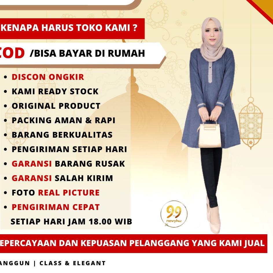 Baju Atasan Tunik Bahan Katun Fashion Muslim Muslimah Wanita2021 Kekinia Kombinasi Warna Polos Santr