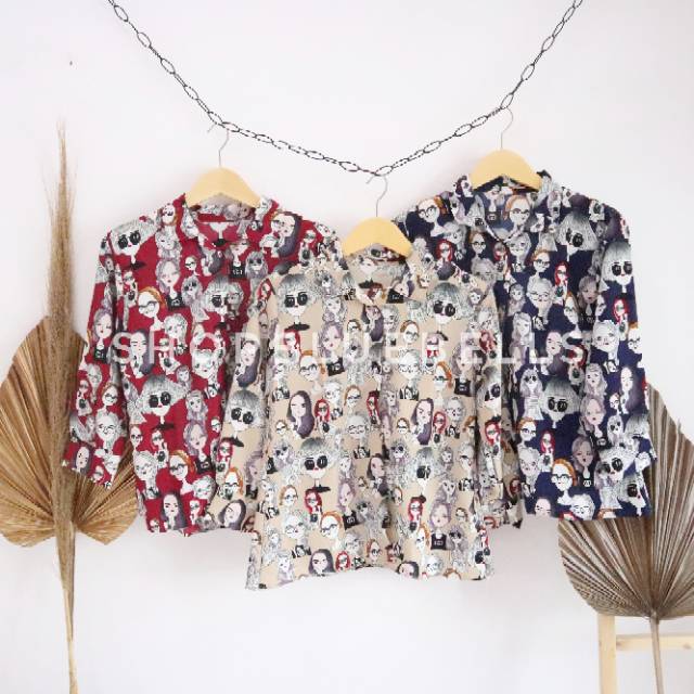 RETRO VOGUE GIRL SHIRT - KEMEJA MONALISA PATTERN 94 CM