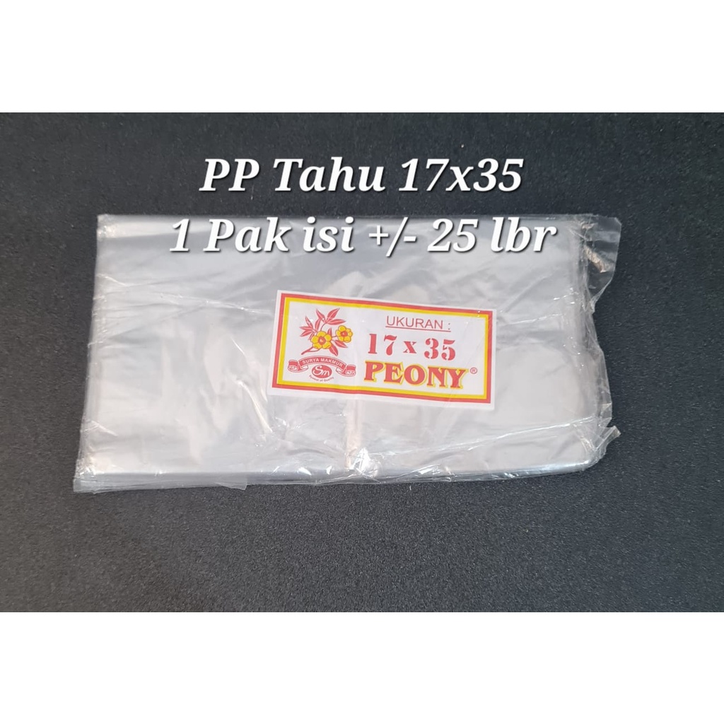 

Plastik PP Tempe Tahu Bening Per Pack Ukuran 17x35