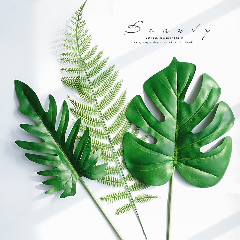 Daun Palsu Plastik Artificial Leaf Monstera Philodendron Pakis Palem Dekorasi Wedding Rumah Home Decor KB18