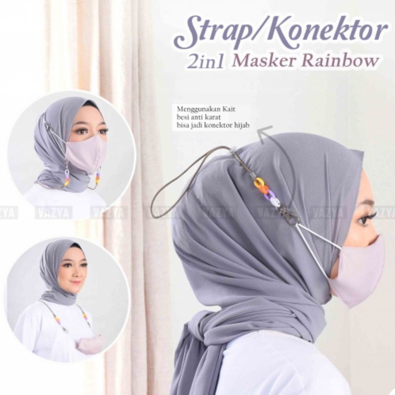 KONEKTOR MASKER JILBAB SHABY | PENGAIT MASKER HIJAB PILIH POLOS ATAU MOTIF RANDOM