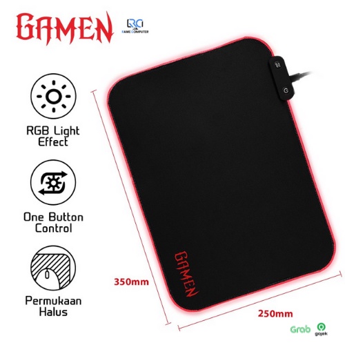 GAMEN GP-HALO GAMING MOUSEPAD RGB LIGHTING ANTI-SLIP RUBBER BASE