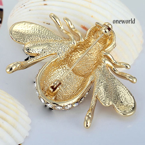 OW@ Women Adorable Honey Bee Brooch Rhinestone Crystal Costume Pin Silver Gold Tone Gift