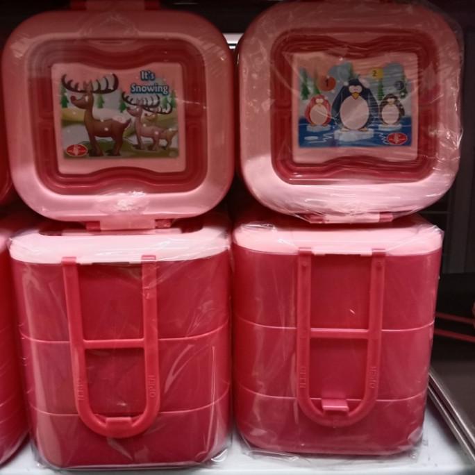+++++] FOOD CARRIER AGNES SUSUN 3 OWL/RANTANG MINI PLASTIK/BEKAL ANAK
