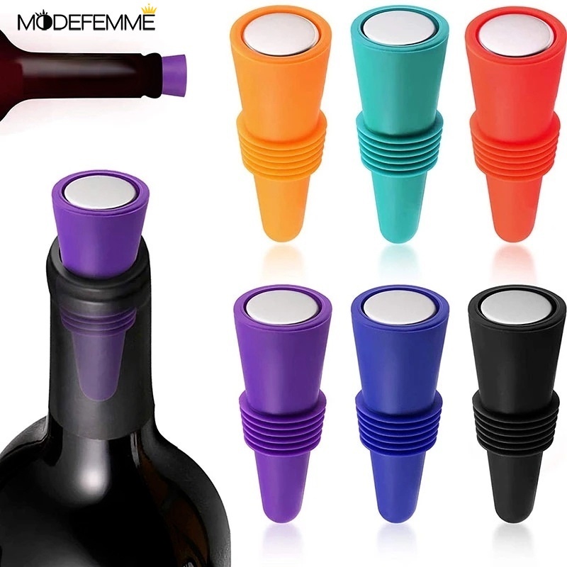 1Pc  Creative Silicone Wine Stopper / Portable Sealing Champagne Cork / Reusable Beer Bottle Caps / Reuse Practical Colorful Bottle Stopper Bar Accessories