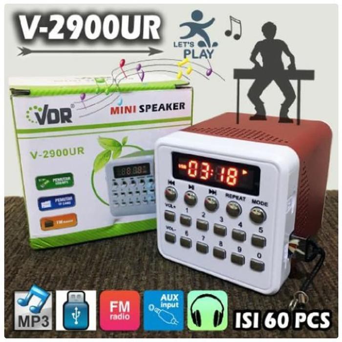 Jual  Speaker Mini Digital VDR V-2900UR, USB, TF, MP3, FM Murah