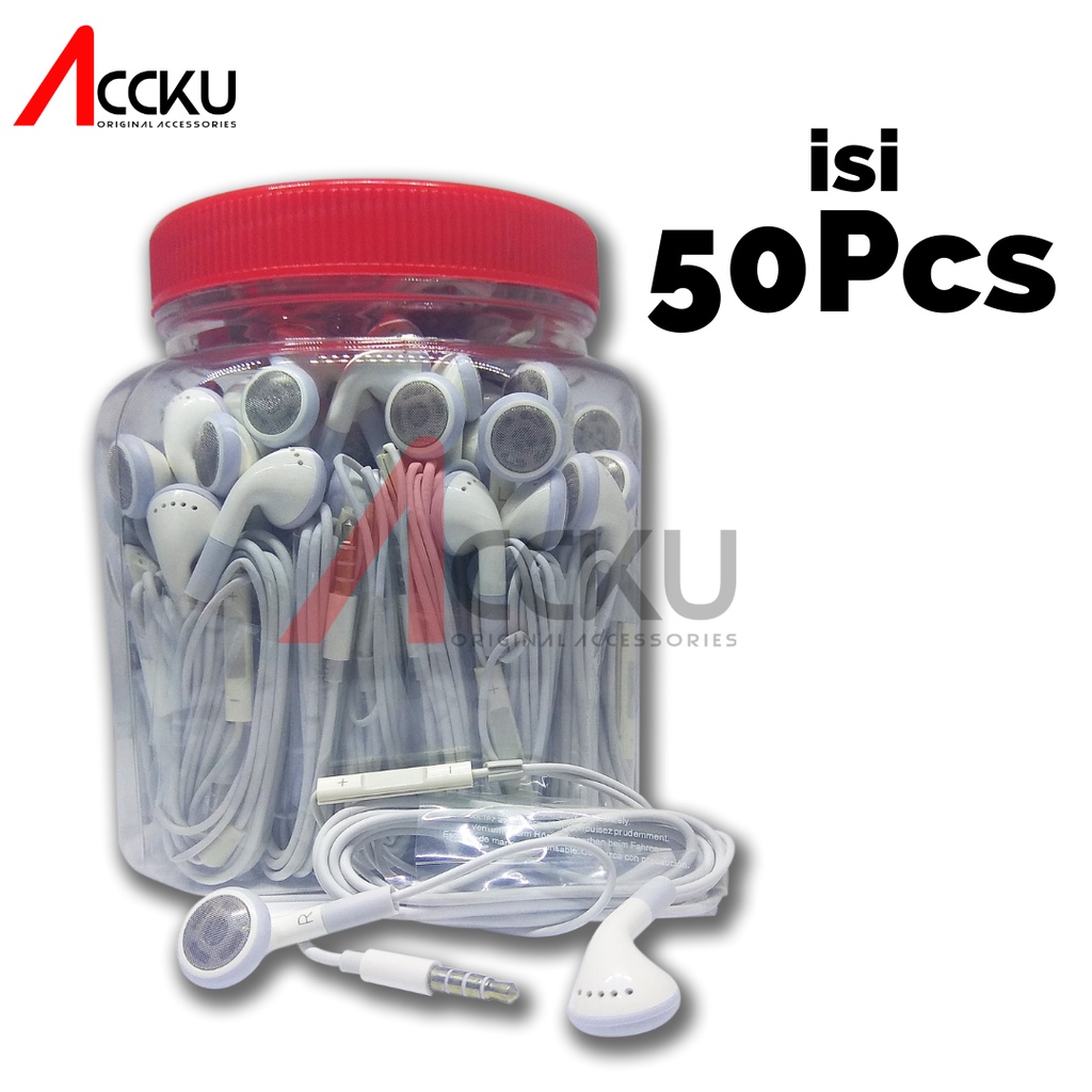 [ ip4 50 Pcs / Box ] Handsfree | Earphone | Headset | Earbud Berkabel dengan Mikrofon  &amp; Tombol Fungsi | Earphone In-Ear Headphone HiFi Stereo Audio, 3.5mm Headphone Untuk Android Phones, MP3, Laptop, Computer