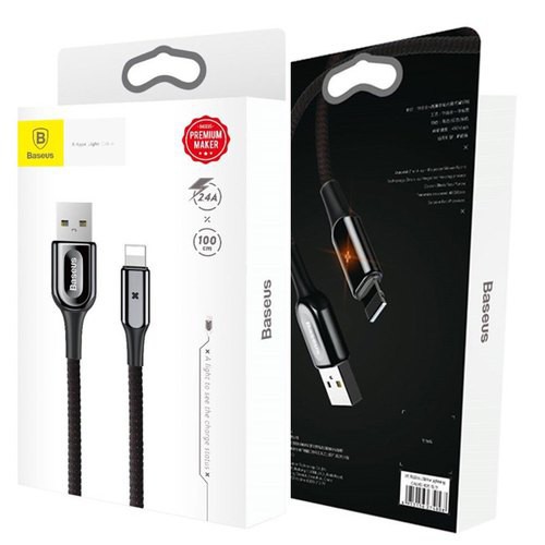 BASEUS X SHAPED LIGHT KABEL CHARGER IPHONE LIGHTNING DATA CABLE 2.4A 1M - GARANSI RESMI