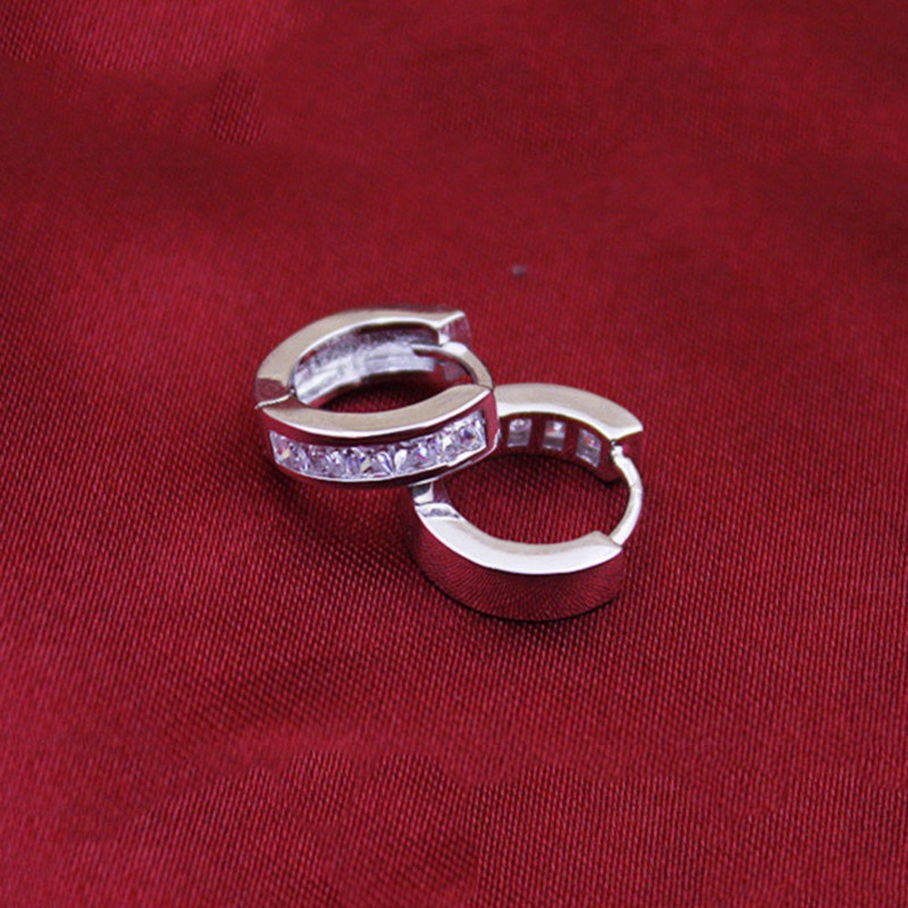 Hu Hu Hu Hu Hu Alat Bantu Pasang Kacamata♡ Anting Bulat Huggie Hias Berlian Imitasi Elegan Untuk Wanita Hoops