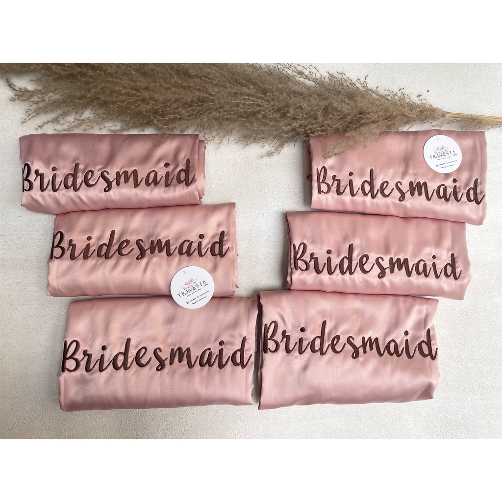 Trivesta Robes - Basic Robe Cokpink - Kimono Robe Bridesmaid Satin + Free Bordir (Tulisan Bebas Bisa Nama)