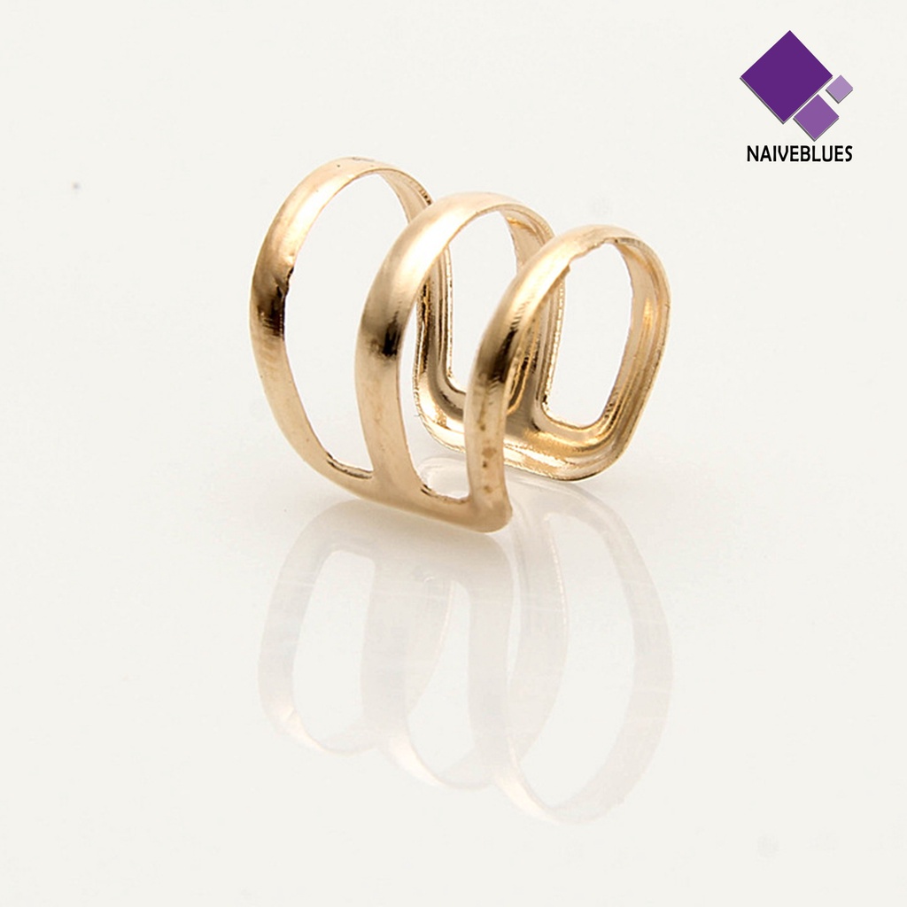 Naiveblue &gt; 1Pc Cincin Terbuka Adjustable 3 Ring Untuk Wanita