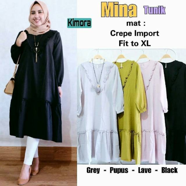 Mina Tunik, Tunik, modern Tunik, tunik modis, kekinian tunik, atasan wanita, casual tunik,tunic,ootd