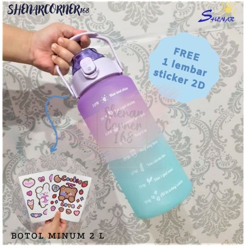 SHENAR BOTOL MINUM MOTIVASI 2 LITER (FREE STIKER) / BOTOL MINUM VIRAL / BOTOL MINUM ANAK, SHENARCORNER168