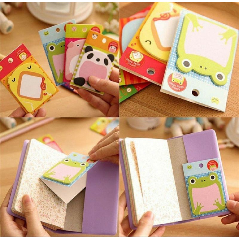 Sticky Notes Motif HewanTempelan Kertas Catatan Memo Note Karakter Animal Mini Book Karakter Binatang Lucu