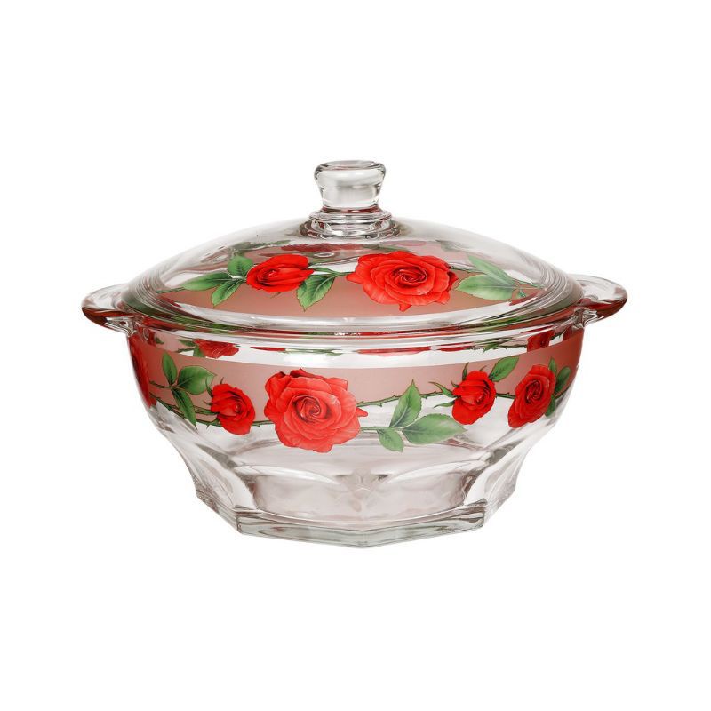 Briliant mangkok kaca 1,8l/mangkok saji/mangkok nasi/mangkok buah/mangkok kaca motip bunga