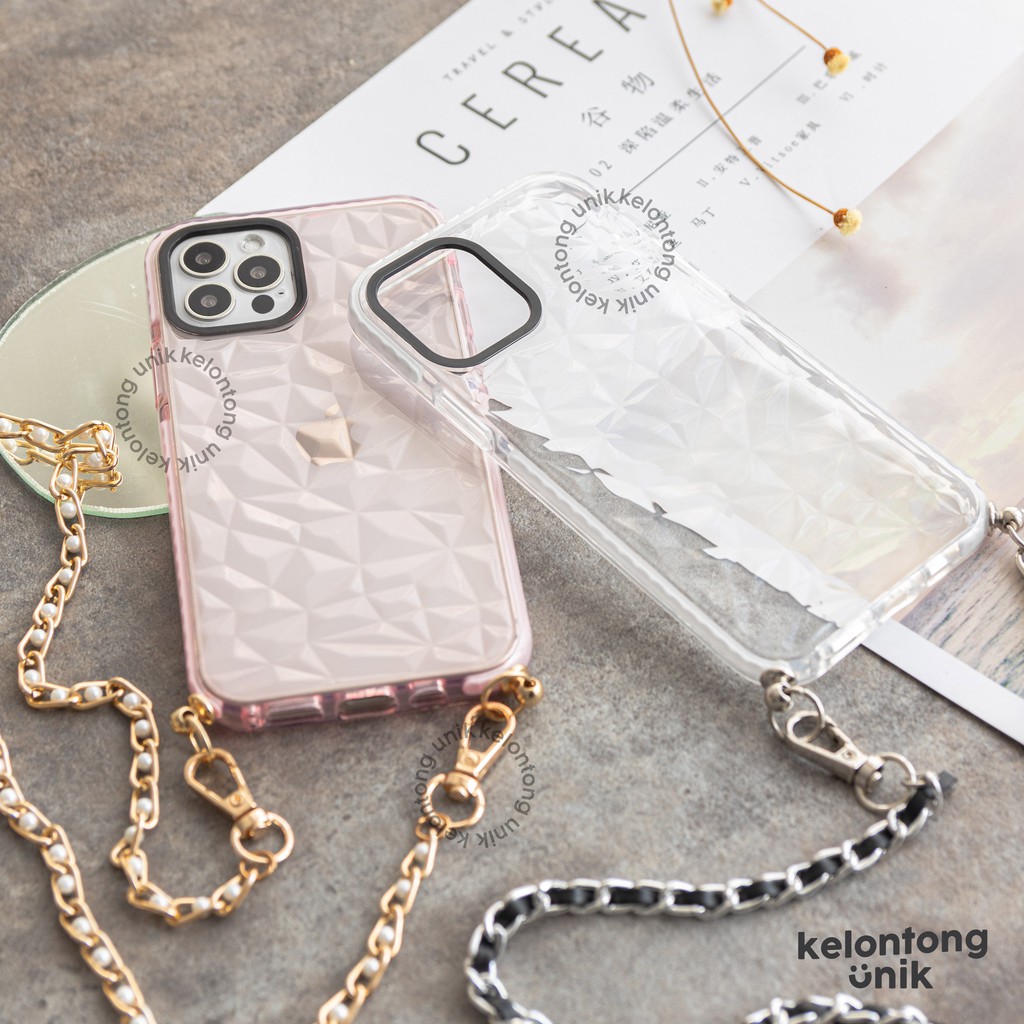 (Seri 1) For iPhone - Anti Knock Diamond Lanyard Rantai Soft Case/ Sling Case Tali