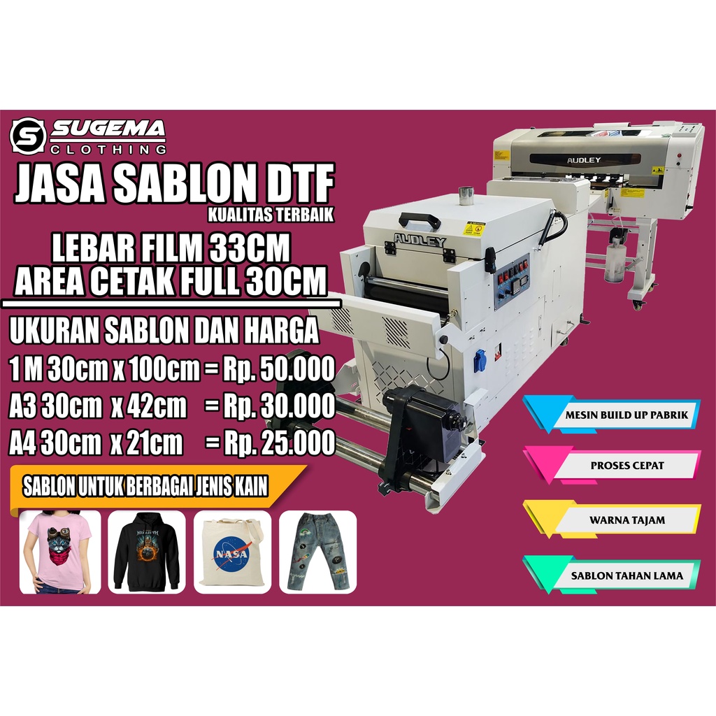 Sablon DTF / Sablon Setrika Satuan / Meteran
