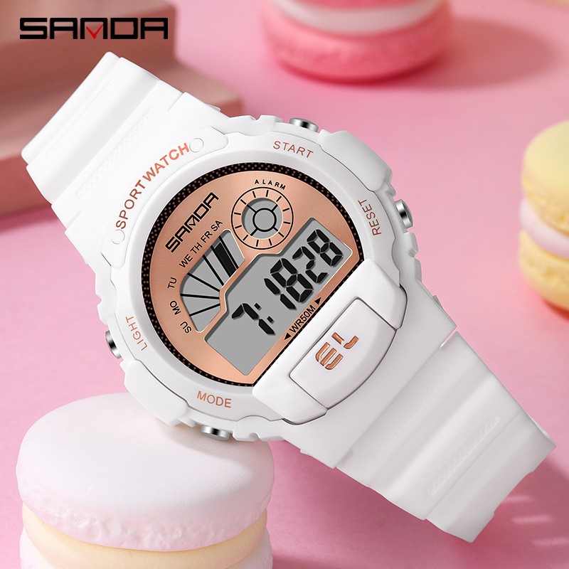 SANDA 6004 Jam Tangan Wanita Pria Digital Tali Rubber Chronograph Anti Air WATCHKITE WKOS