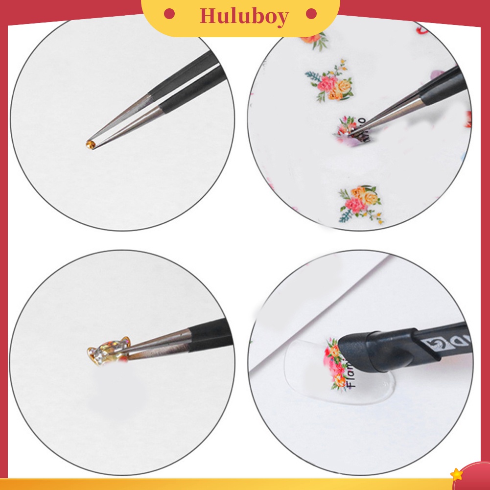 Huluboy Huluboy♡ Pinset Stainless Steel Kepala Ganda Untuk Mengambil Berlian Imitasi Nail Art