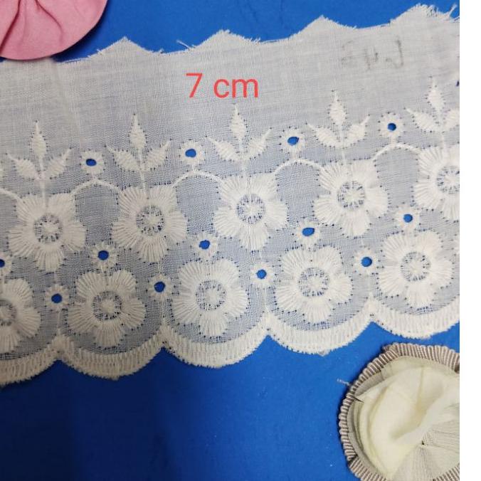 ☟ Renda katun bunga tabur bordir katun renda kain renda mukena renda baju fashion renda bordir ❉