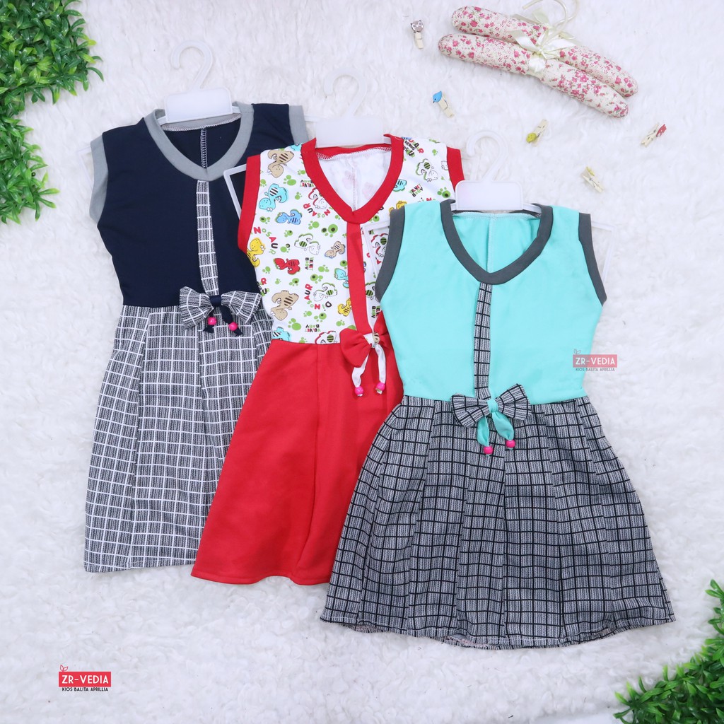 Dress Nabila Uk 5-6 Tahun / Dres Anak Perempuan Cewek Baju Motif Murah Casual Pesta Yukensi Adem